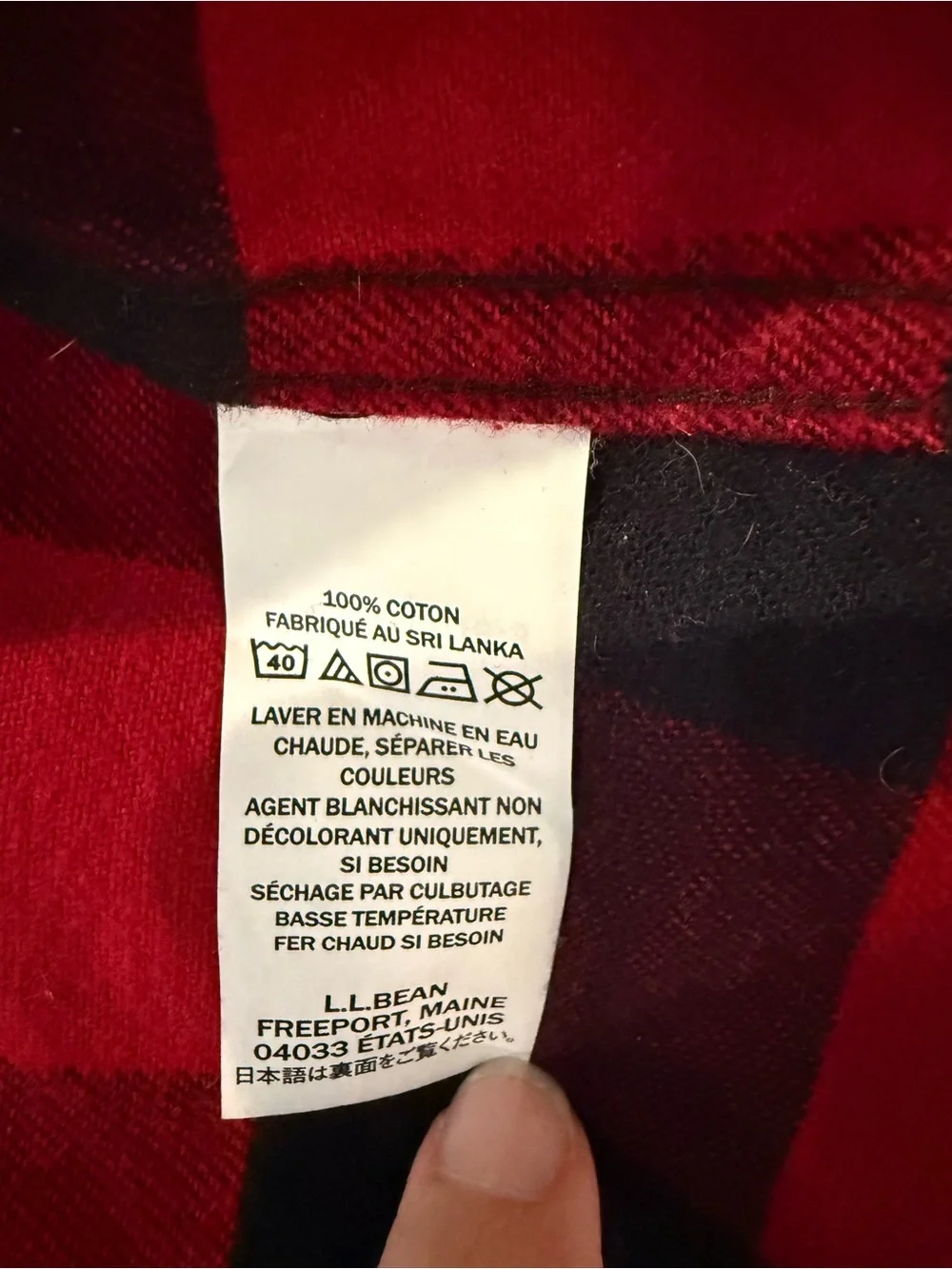 L.L. Bean Red and Black Buffalo Plaid Button-Down Flannel Shirt - XL